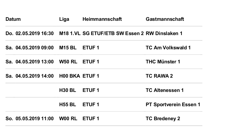 Heimspiele KW 18